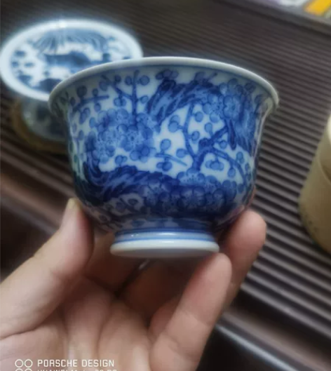 待月观山 老树梅花二才盖碗 妙手丹青，极致...