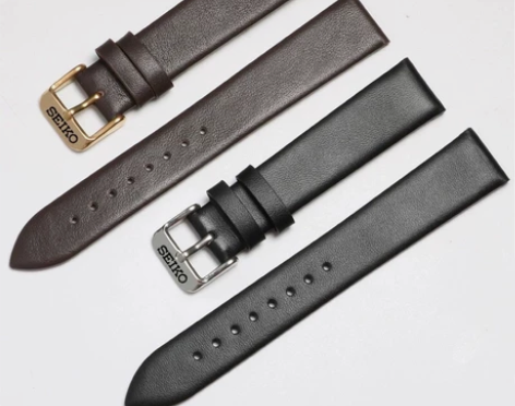 Seiko/精工5号超薄真皮牛皮手表带针扣...