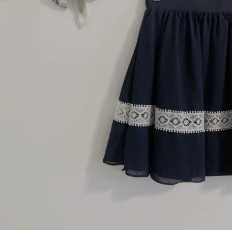 藏青色百褶裙半身裙 S码 短裙学生裙 9成...