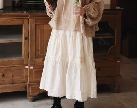 小清新日系女装森系花边学生甜美半身裙女春文...