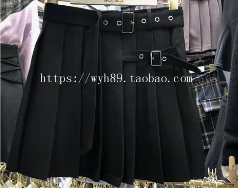 设计感春夏百褶裙格子半身裙女短裙新款网红时...