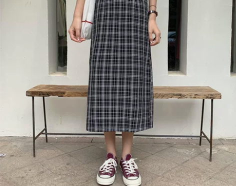 [转卖]格子开叉长裙原宿港风厌世丧系泫雅风...