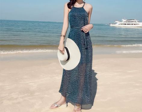 秋冬新款女装性感一字肩chic长裙仙吊带…...