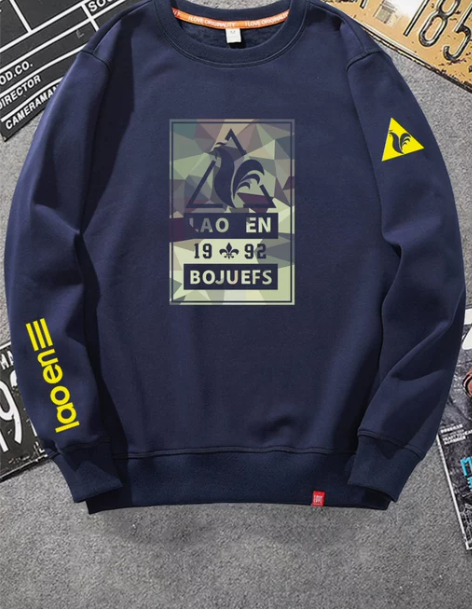 法国大公鸡卫衣男春秋季宽松大码圆领纯棉加绒...