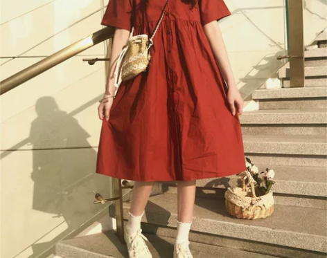 【风尚价】荷叶领连衣裙少女夏2021新款学...