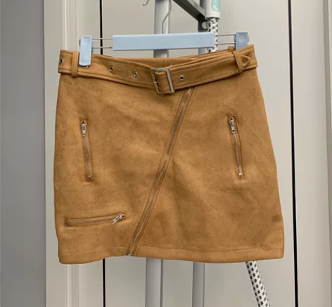 【个人闲置】麂皮绒高腰半身裙A字裙 质量是...