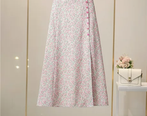 韩国碎花半身裙女夏季新款小清新中长款雪纺a...