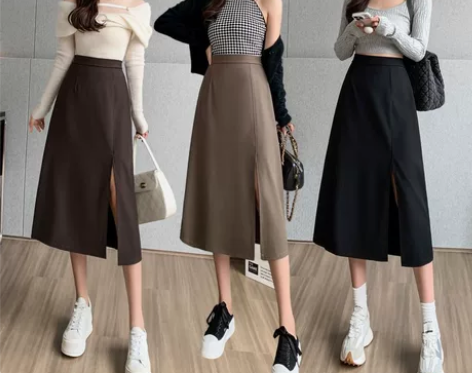 全新 西装开叉半身裙女2022秋季新款松紧...