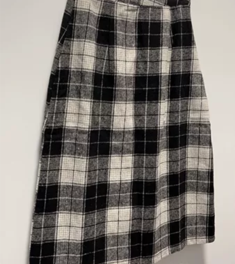 格子半身裙秋冬女2022新款高腰a字裙百褶...
