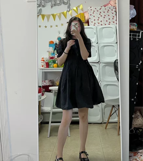 黑色连衣裙娃娃裙蓬蓬裙点短裙 全新，均码，...