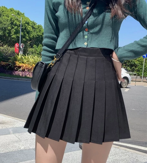 出黑色百褶裙 百褶裙女春夏学生高腰a字  ...