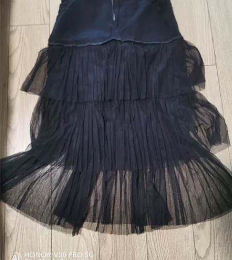 实体店199元购买，牛仔拼接蕾丝蛋糕裙，哦...