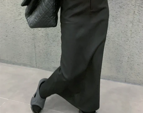 超模欧美范暗黑风拖地长裙半身裙女2022秋...