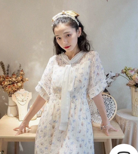 观虞原创设计【淑芜】复古风连衣裙女优雅气质...