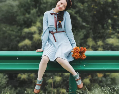 花间裳/月上海棠/原创文艺淑女雪纺连衣裙春...