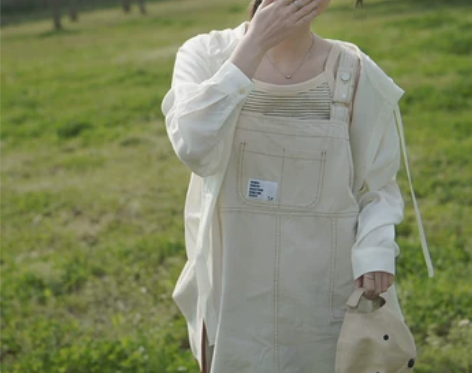 白线流/牛仔背带裙女春夏复古日系宽松小个子...