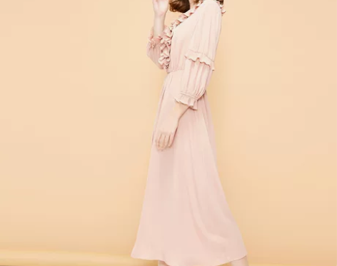 ?Vero Moda复古风木耳边装饰V领绑...