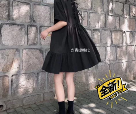 青提韩代 棉质 炭灰色 背后绑带 设计感 ...