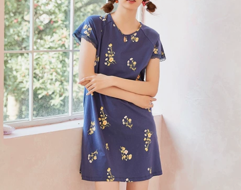 新款睡裙纯棉顶瓜瓜全棉顶呱呱家居裙女士夏季...