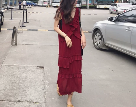 ?欧洲站2019新款女装夏季褶皱奶油慵懒风...