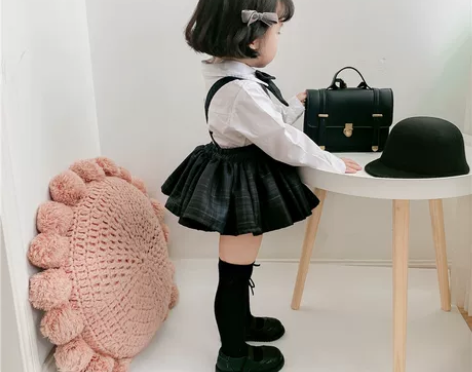 女童学院风JK服四季可穿女宝宝百褶背带裙儿...