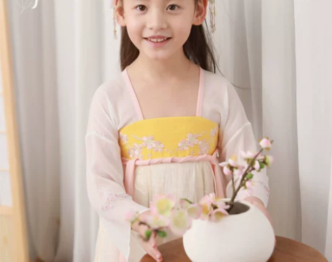 知了童装 春夏儿童汉服民族风舞蹈服中式连衣...