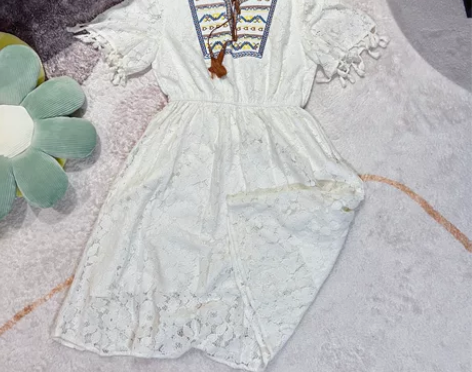 mg小象买的裙子，蕾丝裙，有点民族风，这个...