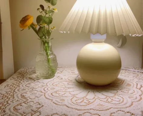 台灯卧室百褶ins风少女床头小夜灯vint...