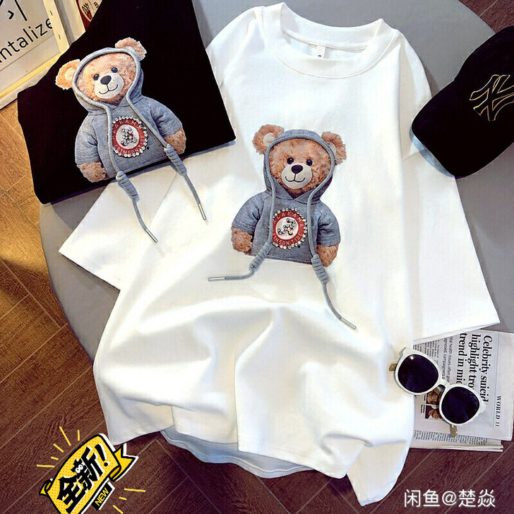 特价全新立体小熊100%纯棉磨毛T恤短袖 ...