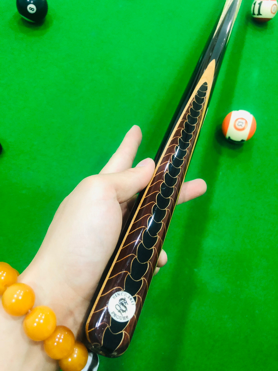 龙鳞球杆一体通杆免漆台球杆小头斯诺克英式桌...