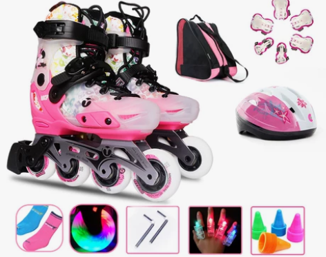 米高MC7轮滑鞋儿童平花鞋男女溜冰鞋全套装...