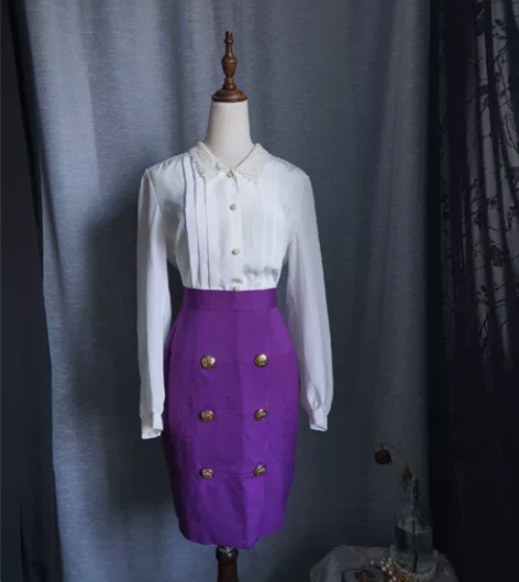 古着vintage 精品复古紫色羊毛半裙 ...