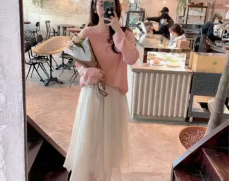 杨娃娃 粉色马海毛毛衣女慵懒风针织衫 L码...