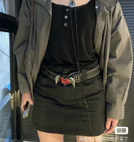 y2k千禧复古辣妹涩谷风工装裙工装短裙 很...