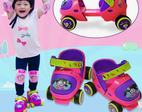 幼儿双排溜冰鞋儿童轮滑鞋宝宝四轮旱冰轮2小...