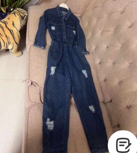 牛仔收腰连体裤，160左右入，标着M码，胸...