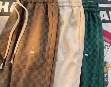 春季潮牌棋盘格直筒卫裤男美式复古高街ins...