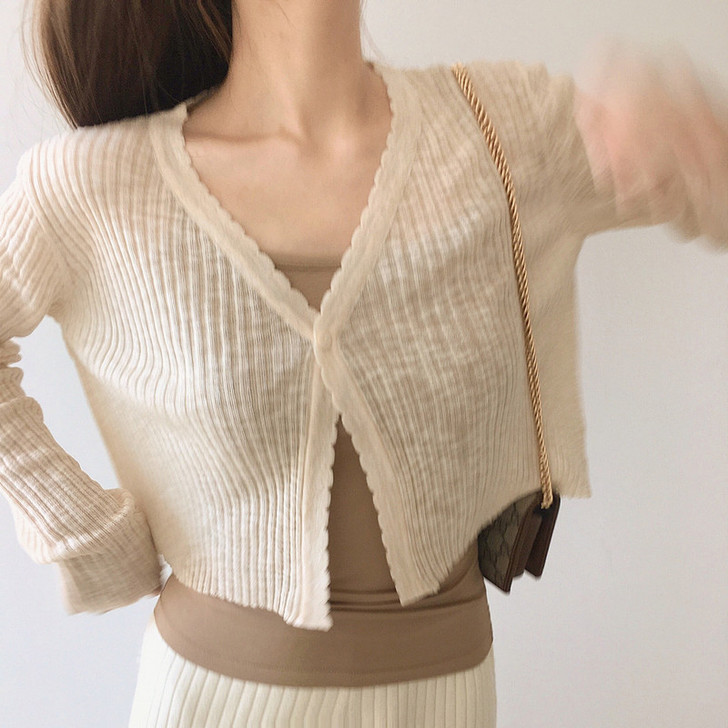 【狂欢价】超仙外搭小披肩配裙子v领冰丝针织...
