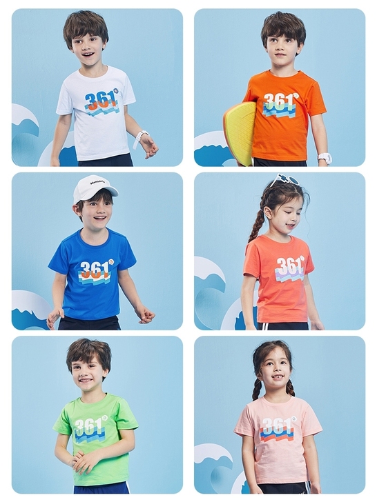 361度儿童装男女童短袖T恤上衣夏季纯棉透...