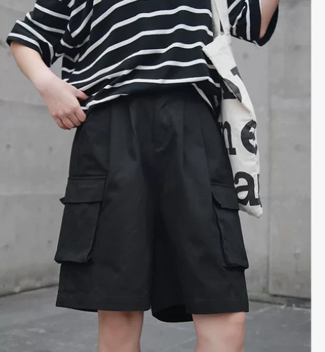 工装短裤女夏宽松直筒bf风中裤2021新款...