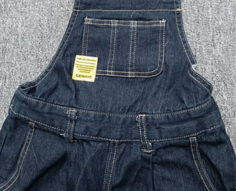 男童牛仔裤纯棉弹力直筒背带宽松全新没穿过特...