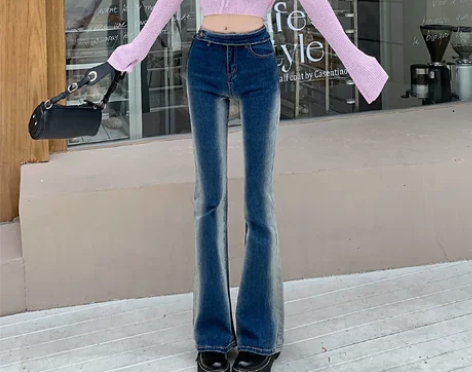 全新博主仅试穿s码 修身显瘦喇叭长裤渐变设...