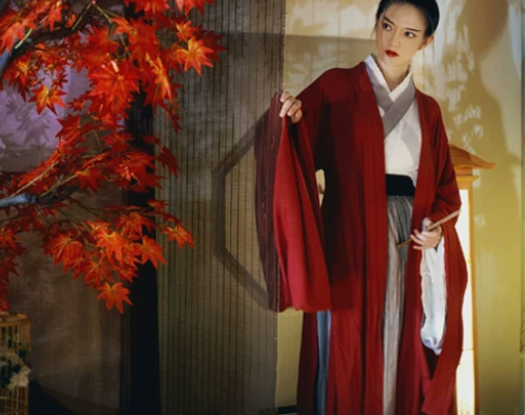 侠客汉服女古风红颜传统魏晋风红色齐腰襦裙广...