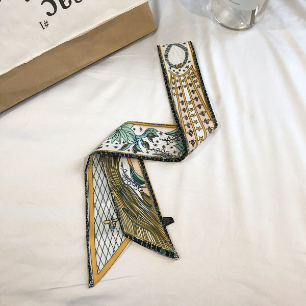 韩国百搭文艺细长条窄丝巾女围巾装饰小领巾腰...