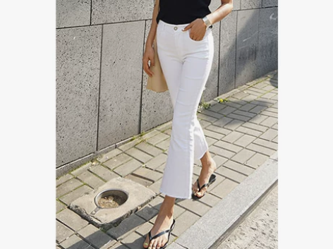 高腰弹力白色喇叭裤女垂感2021春季新款宽...