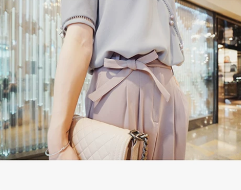 TOA 2017女夏原创设计高腰九分裤女休...