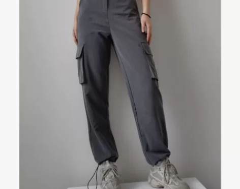 ?Sup帅气束腿工装裤春夏高腰舒适西装料宽...