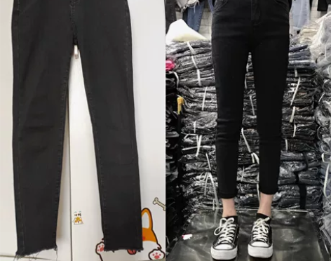 正品显瘦高斑马纹弹力铅笔裤秋季新品小脚裤牛...