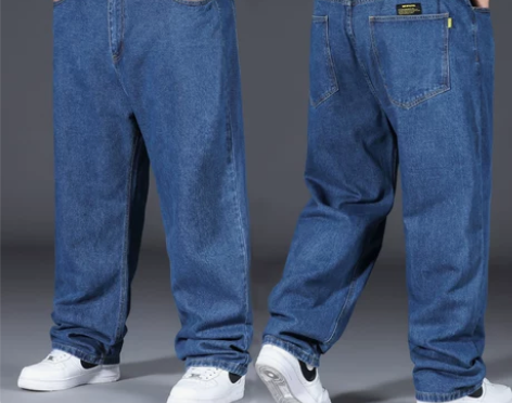 阔腿牛仔裤 牛仔长裤夏季薄款男加肥加大码宽...