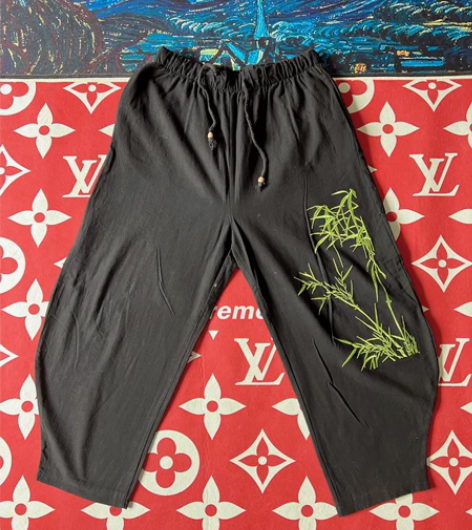XXXL码中国风竹林刺绣长裤，suprem...